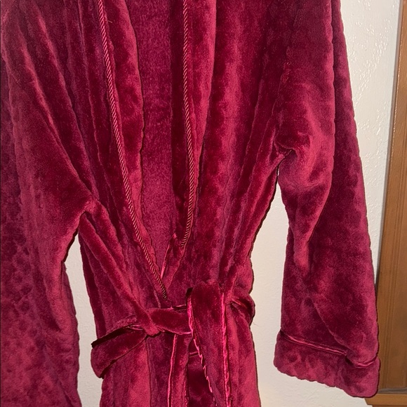 Elegant Red Plush Robe with Shawl Collar - Picture 4 of 5